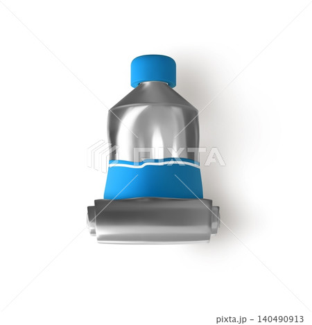 Blue paint squeezed tube for artist, acrylic paint flexible container, vector 3D realistic silver metal rolled used tube Blue paint squeezed tube for artist, acrylic paint flexible container, vector 3D realistic silver metal rolled used tube 140490913
