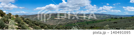 Los Bermejales Reservoir is a tranquil body of water surrounded by scenic natural landscapes and pine forests in the province of Granada, Spain 140491095