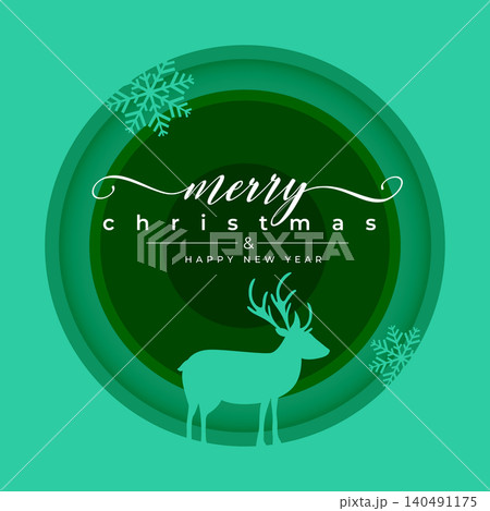 merry christmas festive season background with reindeer design 140491175