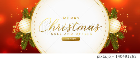 seasonal christmas sale banner with realistic element design seasonal christmas sale banner with realistic element design 140491265