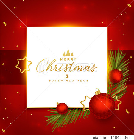 merry christmas realistic card with xmas elements merry christmas realistic card with xmas elements 140491362