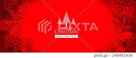 merry christmas red banner with snowflake decoration merry christmas red banner with snowflake decoration 140491439