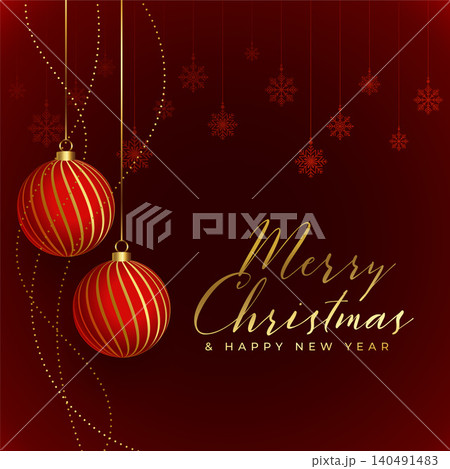 hanging christmas balls festival greeting design 140491483