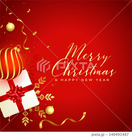 3d realistic merry christmas red background design 3d realistic merry christmas red background design 140491487