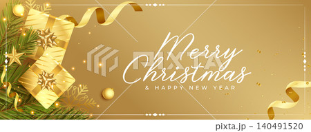 merry christmas golden festival realistic banner design merry christmas golden festival realistic banner design 140491520