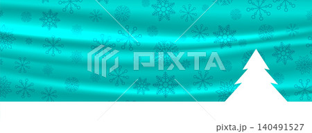 merry christmas banner with tree and snowflakes decoration 140491527