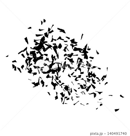 Shattered and fractured glass with chaotic scattered splinters, broken black fragments background, vector burst effect Shattered and fractured glass with chaotic scattered splinters, broken black fragments background, vector burst effect 140491740