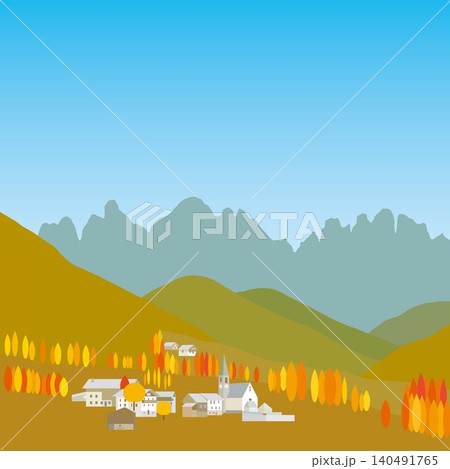 サンタ・マッダレーナ　santa maddalena　ドロミーティ　dolomiti　イタリア　秋 140491765