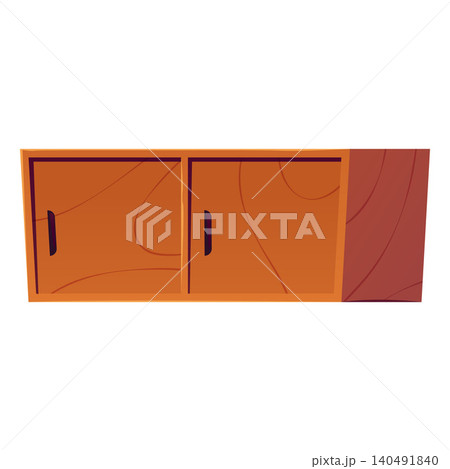 Kitchen locker wardrobe, wooden closet vector flat icon, timber furniture store brown cupboard, cabinet shelves interior Kitchen locker wardrobe, wooden closet vector flat icon, timber furniture store brown cupboard, cabinet shelves interior 140491840