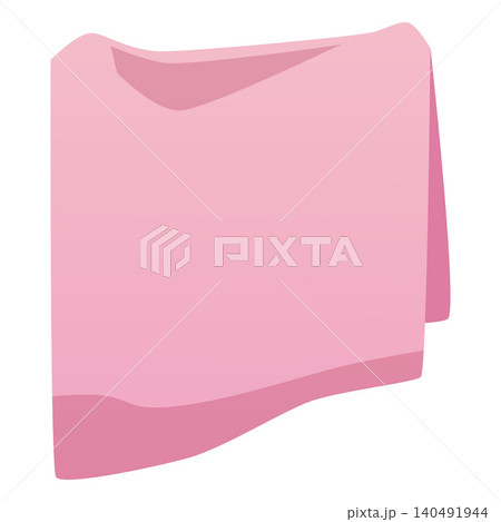 Pink, terry, hanging, towel with folds. Home textiles. Pink, terry, hanging, towel with folds. Home textiles. 140491944