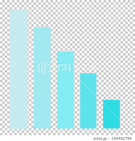 水色の右下がり棒グラフ 140492794