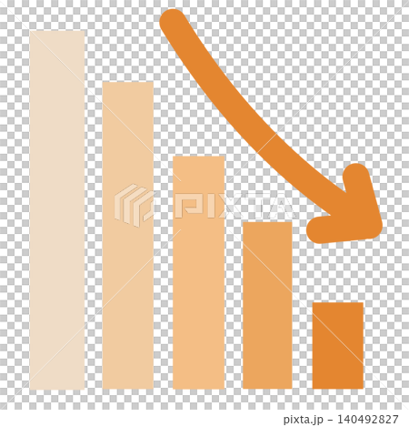 Sloping bar graph with arrows, orange. Sloping bar graph with arrows, orange. 140492827