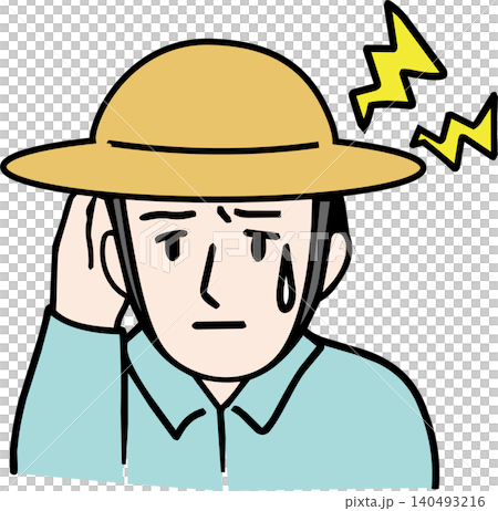 熱中症の初期症状で頭痛やめまいがする農家のカラーイラスト 熱中症の初期症状で頭痛やめまいがする農家のカラーイラスト 140493216