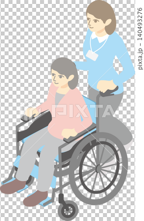 等距視角、照護、福利、醫療、輪椅、老年人、女性、長者、照顧者、人、插畫資料 等距視角、照護、福利、醫療、輪椅、老年人、女性、長者、照顧者、人、插畫資料 140493276