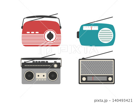 Retro Radio and Vintage Boombox Flat Illustrations Collection Retro Radio and Vintage Boombox Flat Illustrations Collection 140493421
