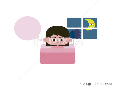 眠れないの女の子のベクターイラスト素材 140493688