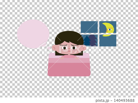 眠れないの女の子のベクターイラスト素材 140493688