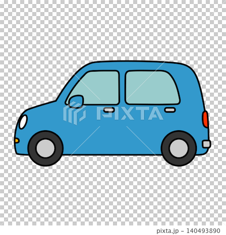 簡單的藍色汽車（側視圖）向量圖 140493890
