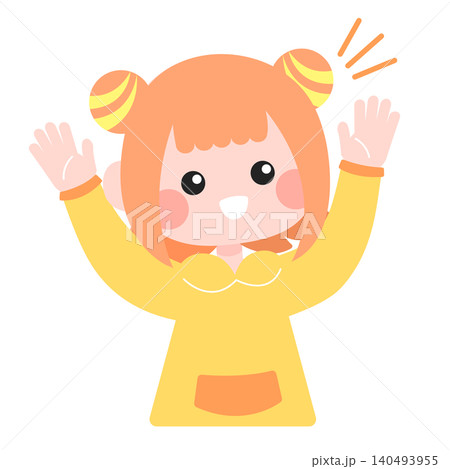 両手を上げるポップな女の子 両手を上げるポップな女の子 140493955