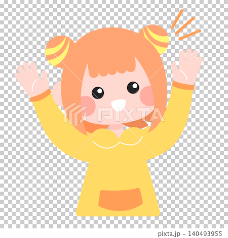 A pop-style girl with both hands raised 140493955