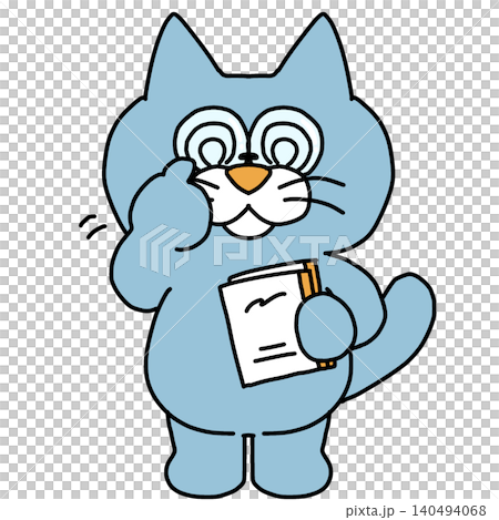 Dull blue cat studying Dull blue cat studying 140494068
