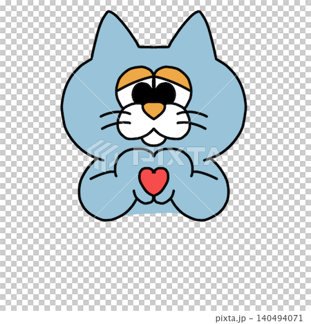 Dull Blue Cat Finger Heart Dull Blue Cat Finger Heart 140494071