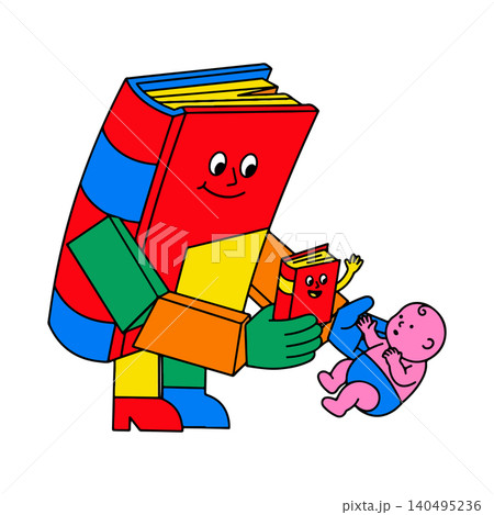 Book Character Holding a Baby Book Book Character Holding a Baby Book 140495236