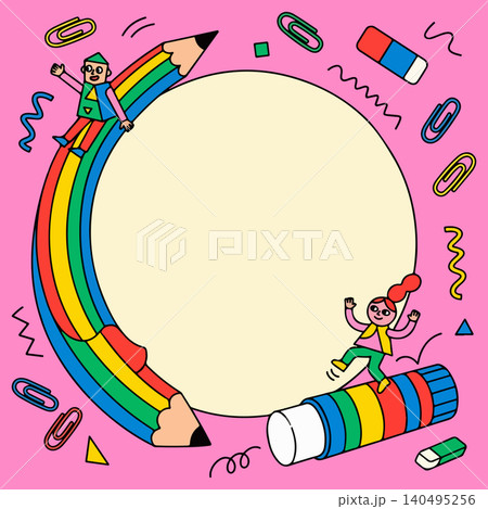 Children Playing with School Supplies 140495256