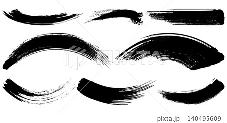 手描きブラシストローク(筆跡)素材セッ 手描きブラシストローク(筆跡)素材セッ 140495609