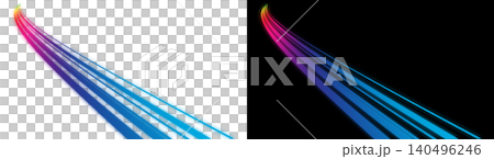 Shining rainbow-colored lines and rays of light, transparent background, dynamic decorative light material. Shining rainbow-colored lines and rays of light, transparent background, dynamic decorative light material. 140496246