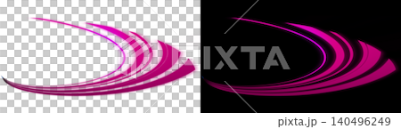 A wave of shimmering pink and magenta curved light on a transparent background, creating a flowing decorative light effect. A wave of shimmering pink and magenta curved light on a transparent background, creating a flowing decorative light effect. 140496249