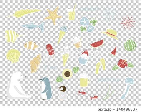 Summer cute hand drawn illustration set 140496537