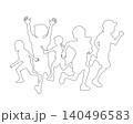 走る子供だちのシンプルなシルエットイラスト 140496583
