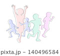 運動会で走る子供のシルエットイラスト 140496584