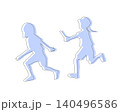 リレーのバトンパスをする子供のシルエットイラスト 140496586
