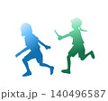 バトンパスをする児童のシルエットのイラスト素材 140496587