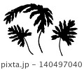 Vector Philodendron tropical leaves silhouette set. Hand drawn black and white botanical element with decorative shape. Flora design for logo icon template. Natural clipart collection for stamp art. 140497040