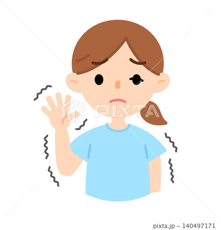 手が震えている女性のイラスト けいれん 震え 手が震えている女性のイラスト けいれん 震え 140497171