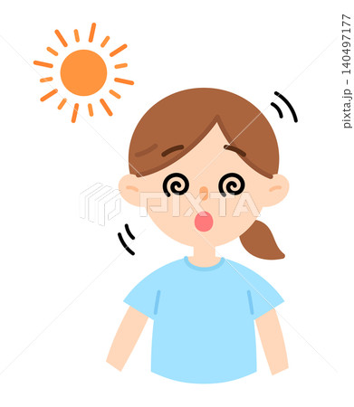 熱中症でめまいがする女性のイラスト ふらつき ふらふら 熱中症でめまいがする女性のイラスト ふらつき ふらふら 140497177
