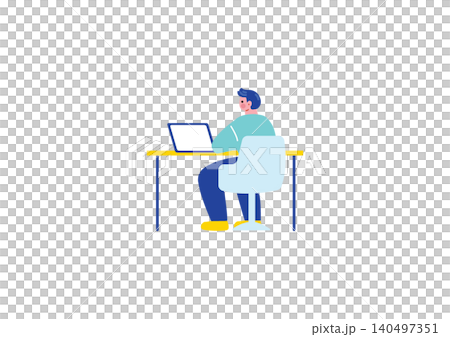 パソコンで仕事をする男性のイラスト 140497351