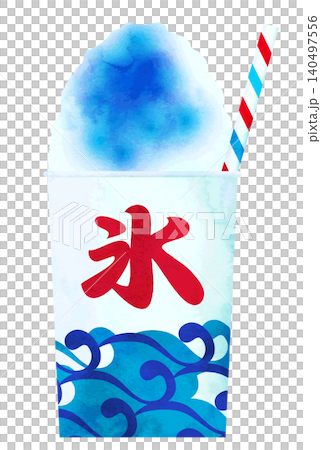 水彩風格向量圖 - 刨冰 - 藍色 140497556