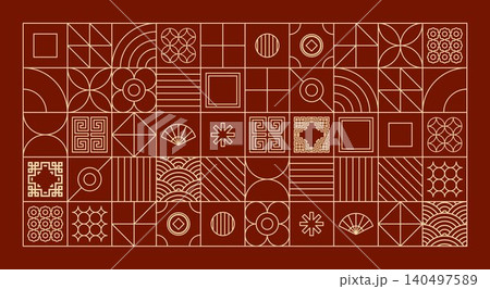 Chinese art deco elements Chinese art deco elements 140497589