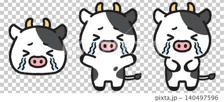 A set of illustrations of crying cows A set of illustrations of crying cows 140497596