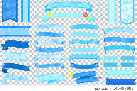 夏のひんやりリボンフレームセット_文字なし 140497995