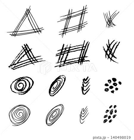 Hand-drawn simple vector set. Abstract strokes, doodles, scribbles, curlicues, dots, ink, charcoal pencil. Elements for creating patterns, design. Hand-drawn simple vector set. Abstract strokes, doodles, scribbles, curlicues, dots, ink, charcoal pencil. Elements for creating patterns, design. 140498019