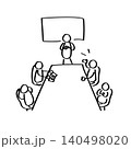 会議をする棒人間たちのビジネスイラスト 140498020