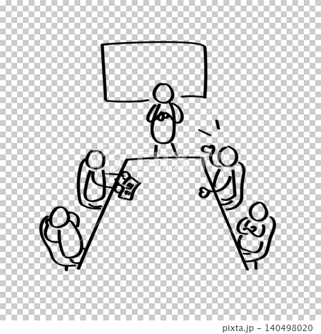 会議をする棒人間たちのビジネスイラスト 会議をする棒人間たちのビジネスイラスト 140498020