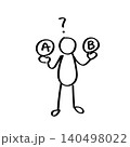 AとB2つの選択肢で悩む人物・棒人間のイラスト 140498022