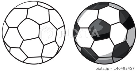 Simple Soccer Ball Line Art and Shaded Vector Illustration Set Simple Soccer Ball Line Art and Shaded Vector Illustration Set 140498457