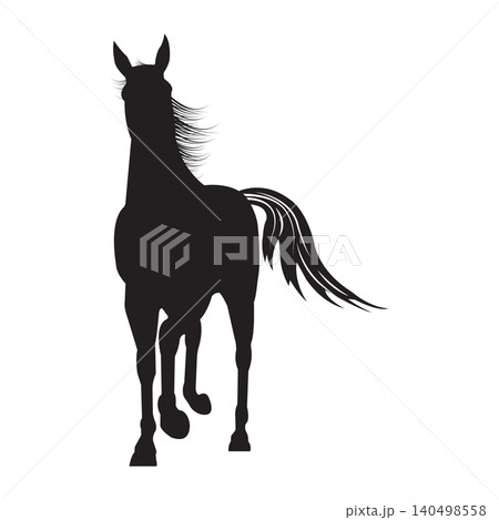Majestic Horse Running Forward Silhouette Illustration, Elegant Equine Graphic Majestic Horse Running Forward Silhouette Illustration, Elegant Equine Graphic 140498558